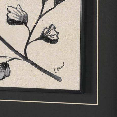 Fan Leaves by Cristina Bartl Villa Hand-Embellished Textured Framed Artwork Matted under Glass from Mercana - Luna Furniture