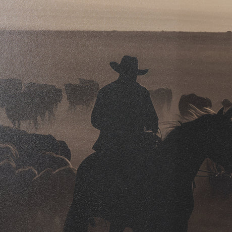 Golden Hour Cowboy Herd by Andreas Magnusson Textured FramedPhoto Print Matted under Glass from Mercana - Luna Furniture
