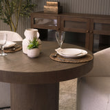 Lyonne 42" Round Medium Brown Oak Wood Pedestal Dining Table from Mercana - Luna Furniture