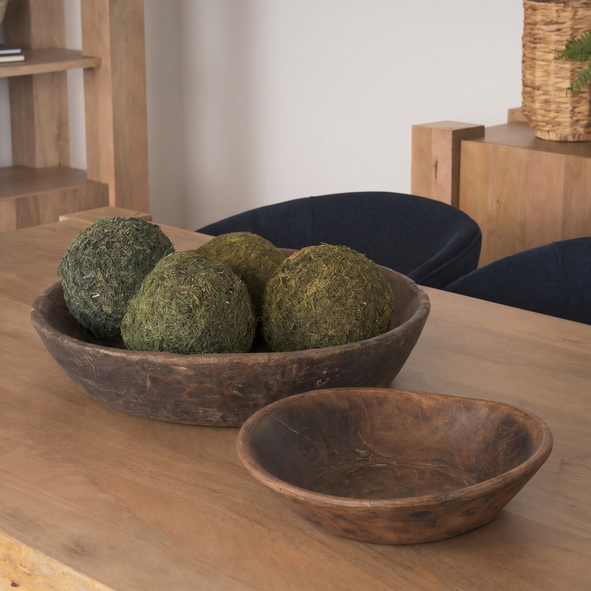 Nikita Set of 2 Large Medium Brown Reclaimed Wood Bowls from Mercana - Luna Furniture