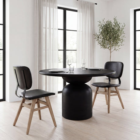 Haden I Black Faux-Leather Wrap Brown Solid Wood and Iron Base Dining Chair, Set of 2 from Mercana - Luna Furniture