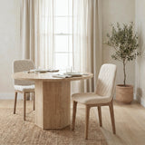 David Diamond Tuffed Cream Fabric Wrap Brown Wood Base Dining Chair, Set of 2 from Mercana - Luna Furniture