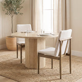 Cavett Cream Boucle Upholstered Seat W/Light Brown Wood Frame Dining Chair, Set of 2 from Mercana - Luna Furniture