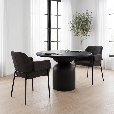 Brently Dining Chair w/ Gray Fabric & Matte Black Metal Legs, Set of 2 from Mercana - Luna Furniture
