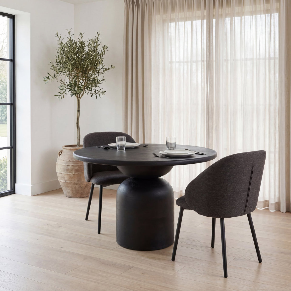Shannon Dining Chair w/ Gray Fabric & Matte Black Metal, Set of 2 from Mercana - Luna Furniture