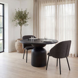 Shannon Dining Chair w/ Gray Fabric & Matte Black Metal, Set of 2 from Mercana - Luna Furniture
