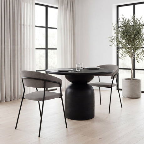 Carolyn Dining Chair w/ Gray Fabric & Matte Black Metal, Set of 2 from Mercana - Luna Furniture