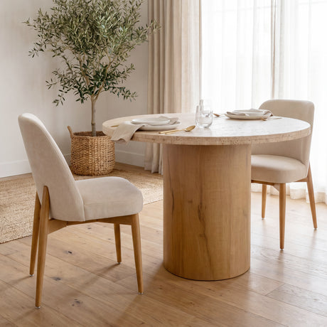 Abbie Curved Back Oatmeal Fabric Dining Side Chair, Set of 2 from Mercana - Luna Furniture