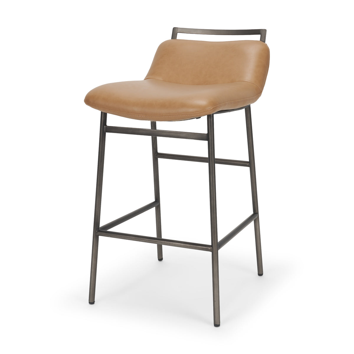 Kavalan Backless 33.5in Seat Counter Stool | Tan Leather w/ Gunmetal from Mercana - Luna Furniture