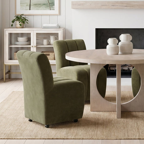 Wilkins Moss Olive Fabric Upholstered Dining Chair from Mercana - Luna Furniture