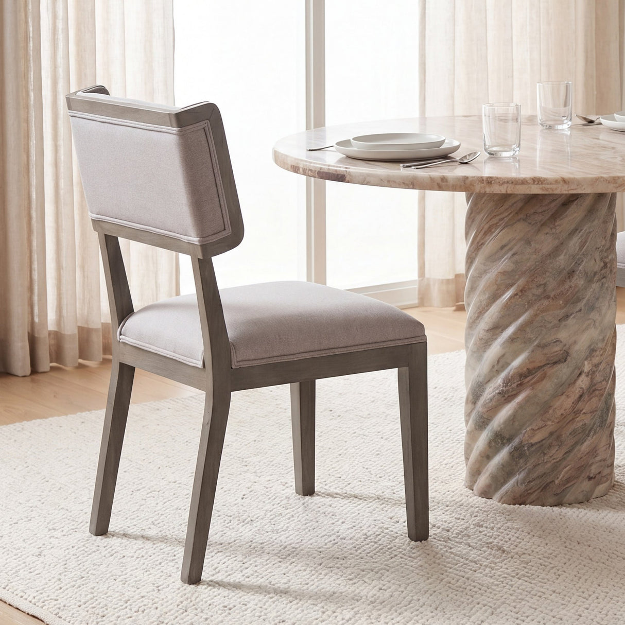 Tenton II Grey Fabric Seat Brown Wood Frame Dining Chair, Set of 2 from Mercana - Luna Furniture