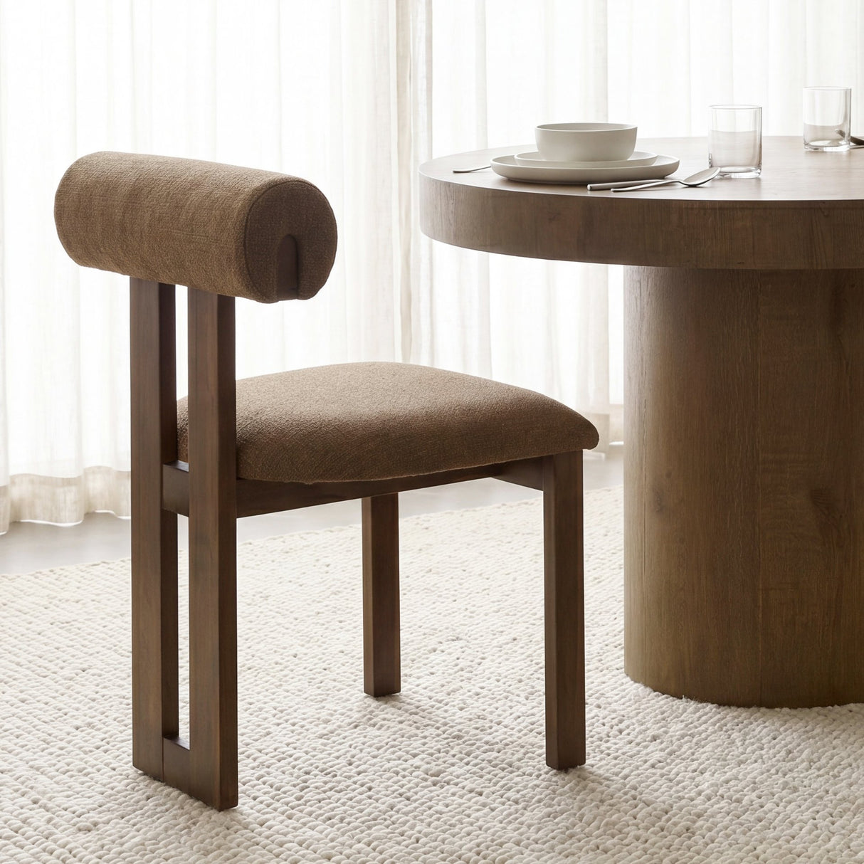 Tribeca Curve Open Back Mocha Fabric Tripod Frame Dining Chair, Set of 2 from Mercana - Luna Furniture