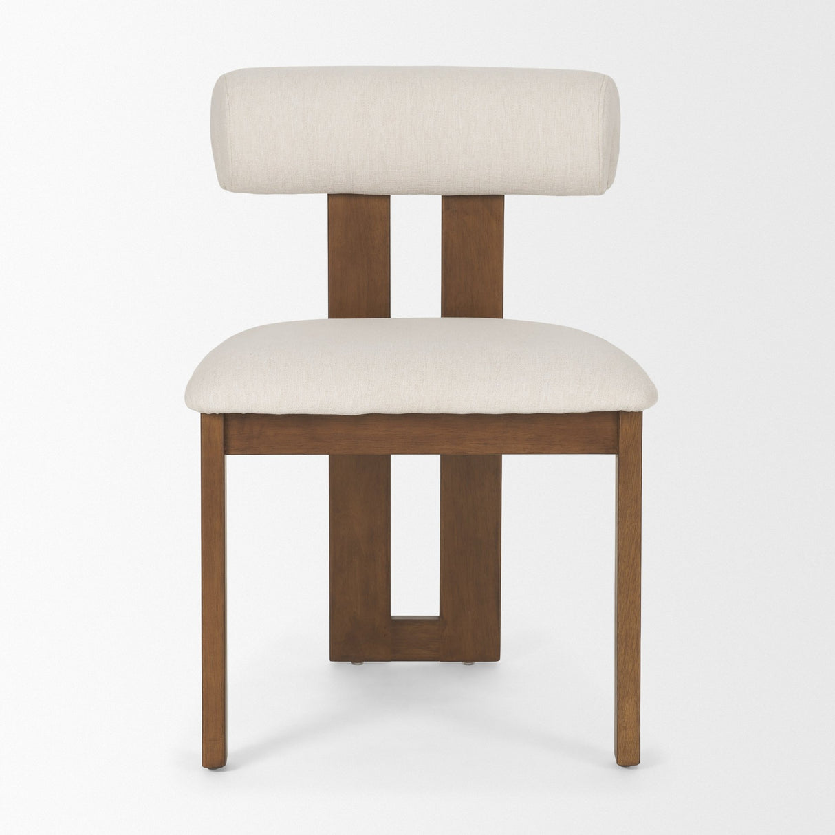 Tribeca Curve Open Back Cream and Dark Brown Tripod Frame Dining Chair from Mercana - Luna Furniture