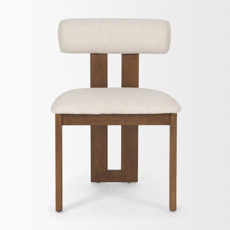 Tribeca Curve Open Back Cream and Dark Brown Tripod Frame Dining Chair from Mercana - Luna Furniture