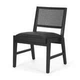 Reid Framed Black Cane Black Leather Dining Chair from Mercana - Luna Furniture
