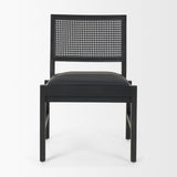 Reid Framed Black Cane Black Leather Dining Chair from Mercana - Luna Furniture