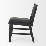 Reid Framed Black Cane Black Leather Dining Chair from Mercana - Luna Furniture
