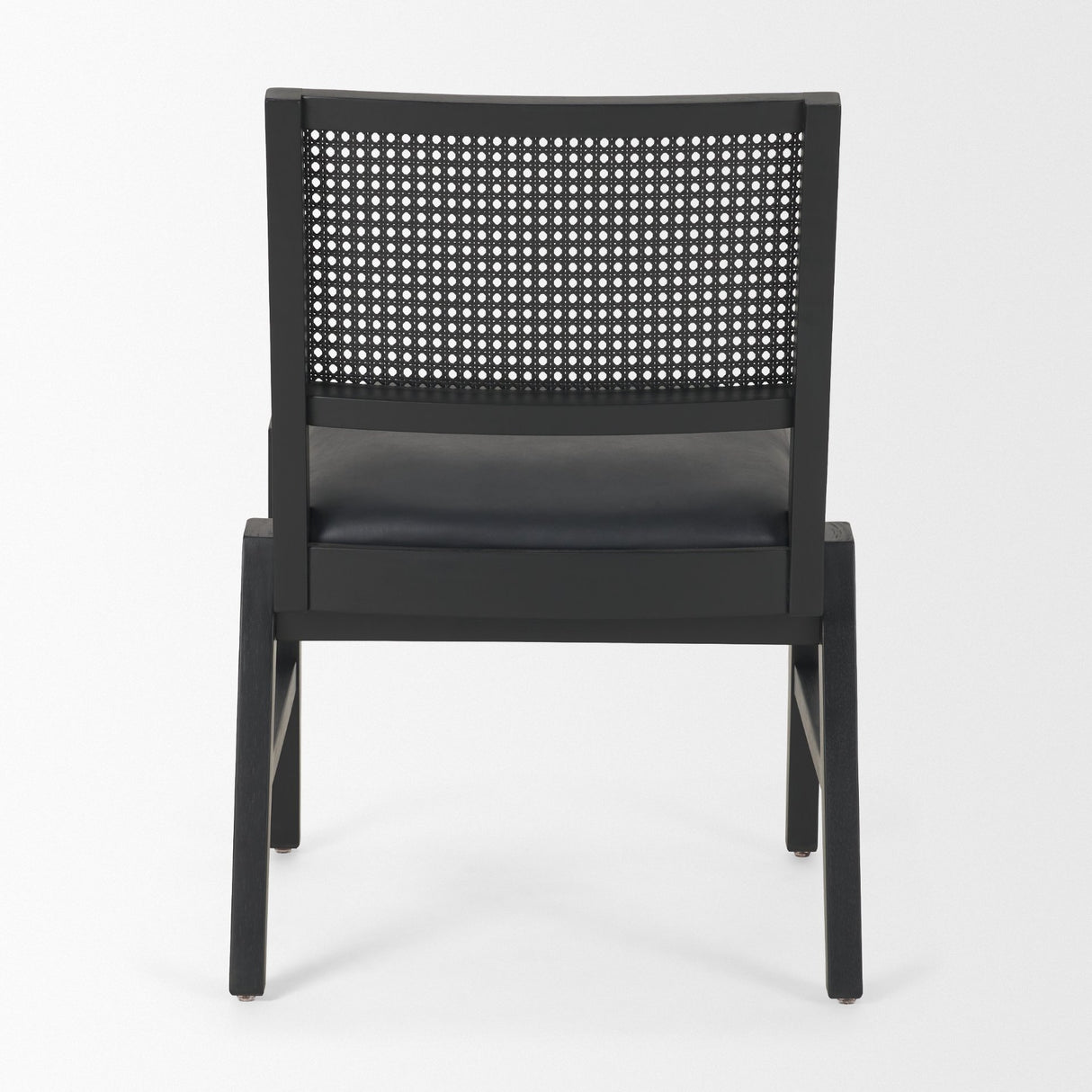 Reid Framed Black Cane Black Leather Dining Chair from Mercana - Luna Furniture