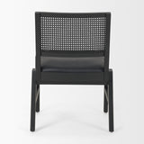Reid Framed Black Cane Black Leather Dining Chair from Mercana - Luna Furniture