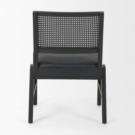 Reid Framed Black Cane Black Leather Dining Chair from Mercana - Luna Furniture