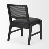 Reid Framed Black Cane Black Leather Dining Chair from Mercana - Luna Furniture