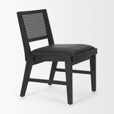 Reid Framed Black Cane Black Leather Dining Chair from Mercana - Luna Furniture