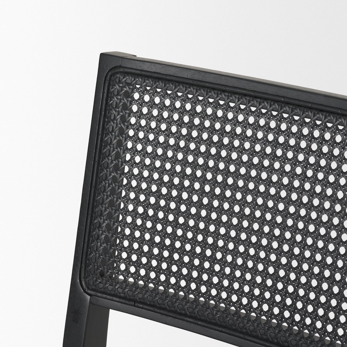 Reid Framed Black Cane Black Leather Dining Chair from Mercana - Luna Furniture