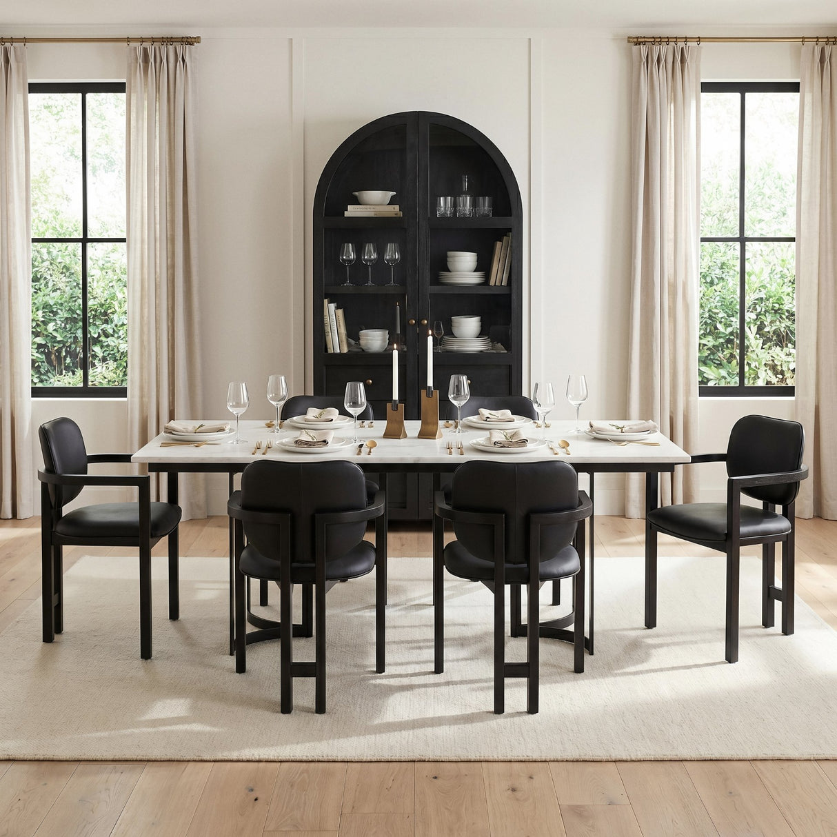 Suri Black Wood W/Glass Doors Arched Curio Cabinet from Mercana - Luna Furniture