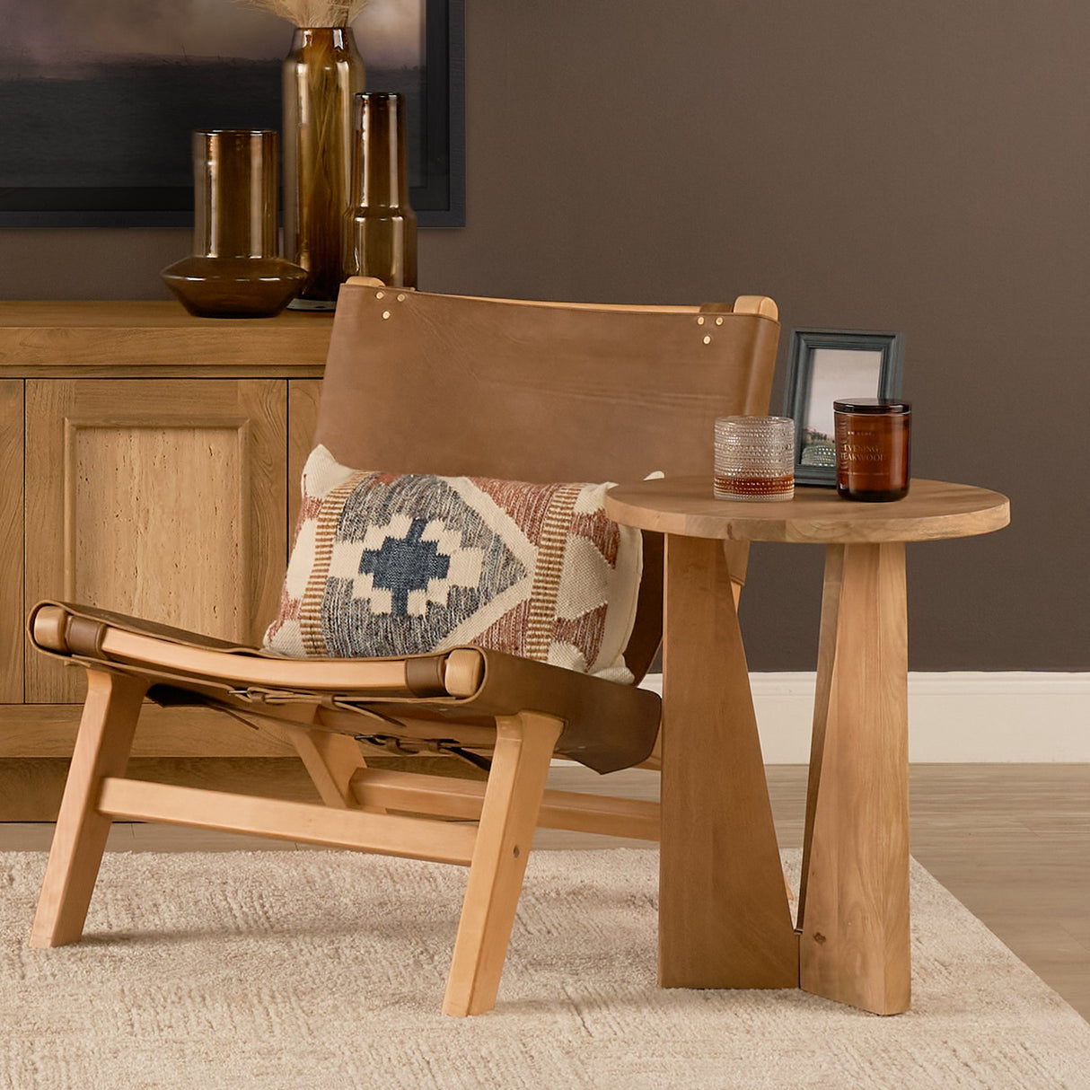 Mattius Light Wood Accent Table