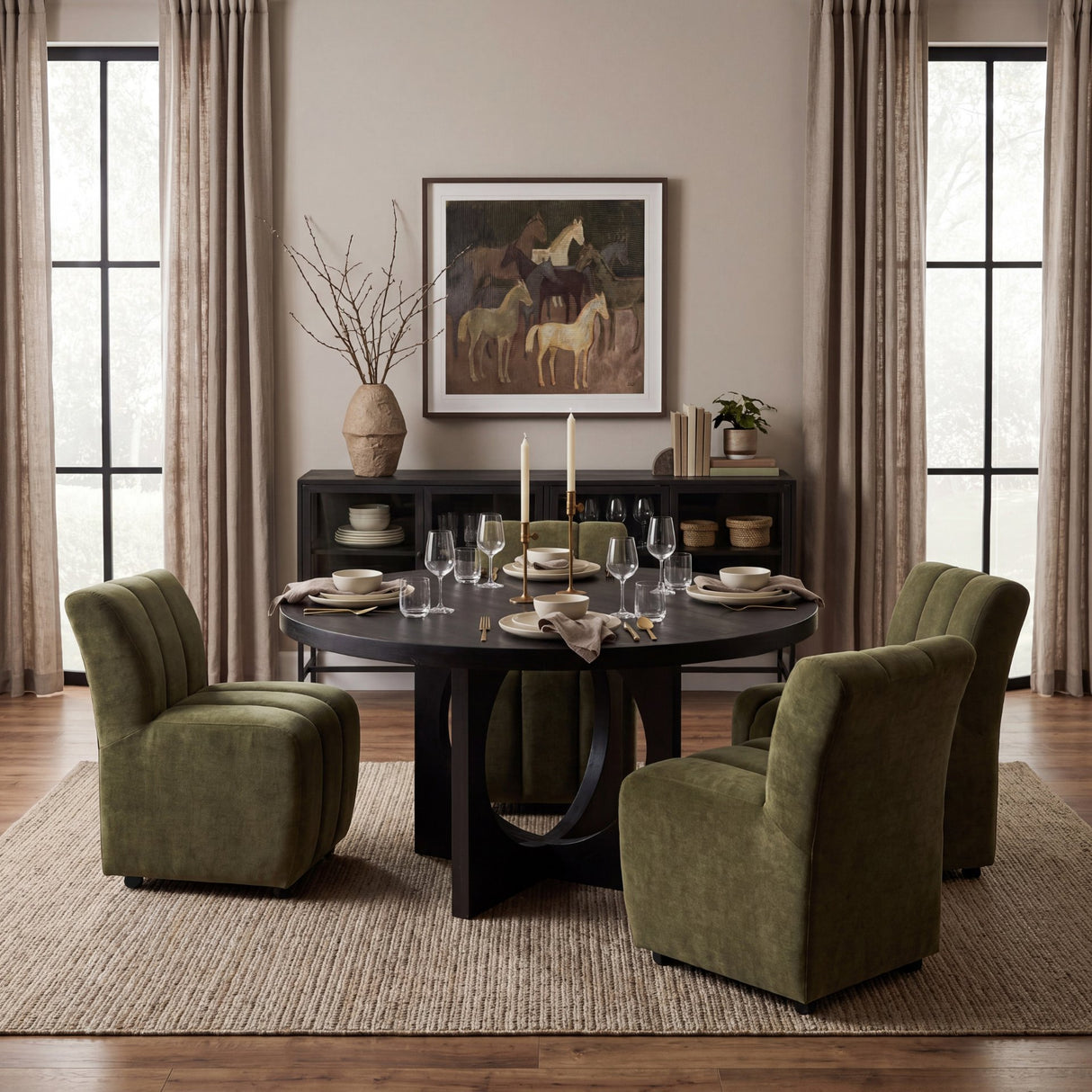 Wilkins Moss Olive Fabric Upholstered Dining Chair