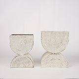 Medina Off White w/ Gold Antiquing Tall Metal Planters (Set of 2) from Mercana - Luna Furniture