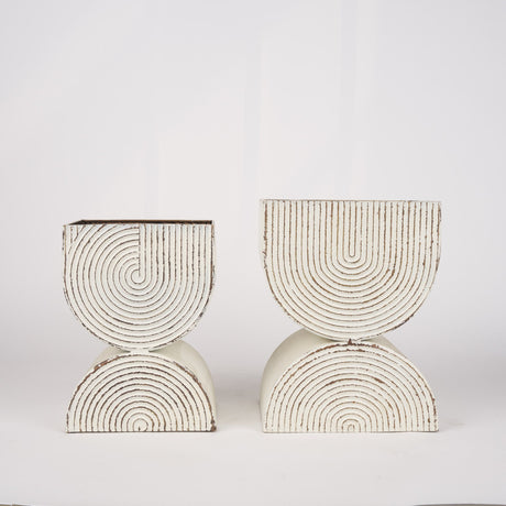 Medina Off White w/ Gold Antiquing Tall Metal Planters (Set of 2) from Mercana - Luna Furniture