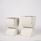 Medina Off White w/ Gold Antiquing Tall Metal Planters (Set of 2) from Mercana - Luna Furniture