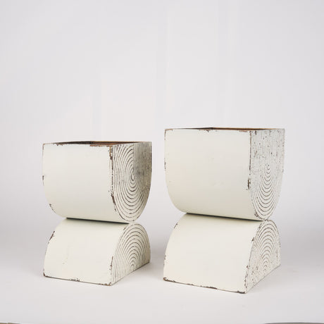 Medina Off White w/ Gold Antiquing Tall Metal Planters (Set of 2) from Mercana - Luna Furniture