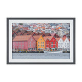 Waterfront in Bergen, Norway by Richard Silver Textured Framed Photo Print Matted under Glass from Mercana - Luna Furniture