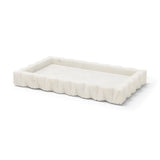 Camellia Rectangular White Marble Scalloped Tray from Mercana - Luna Furniture