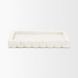Camellia Rectangular White Marble Scalloped Tray from Mercana - Luna Furniture