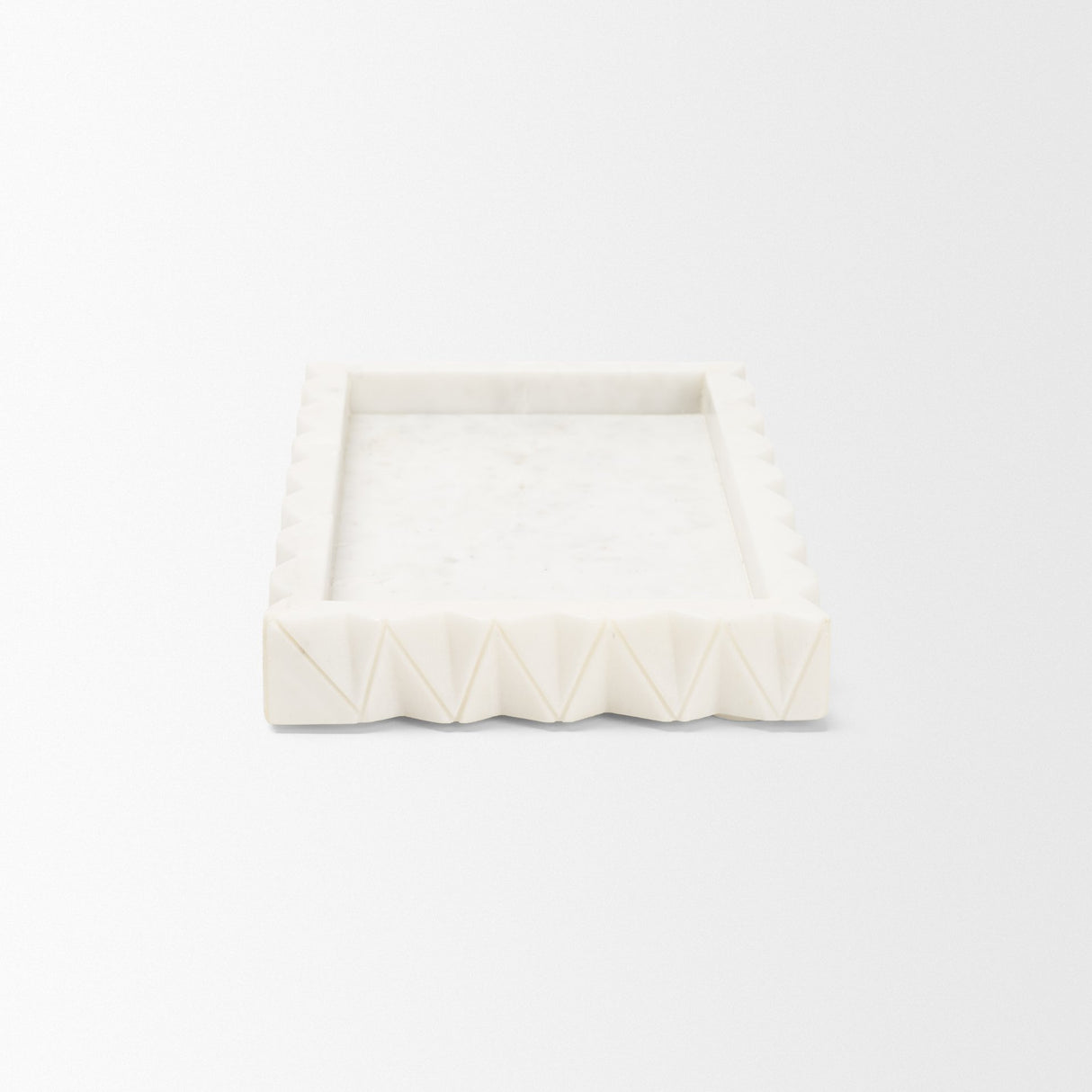 Camellia Rectangular White Marble Scalloped Tray from Mercana - Luna Furniture