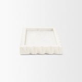 Camellia Rectangular White Marble Scalloped Tray from Mercana - Luna Furniture