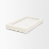 Camellia Rectangular White Marble Scalloped Tray from Mercana - Luna Furniture