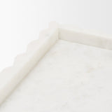 Camellia Rectangular White Marble Scalloped Tray from Mercana - Luna Furniture