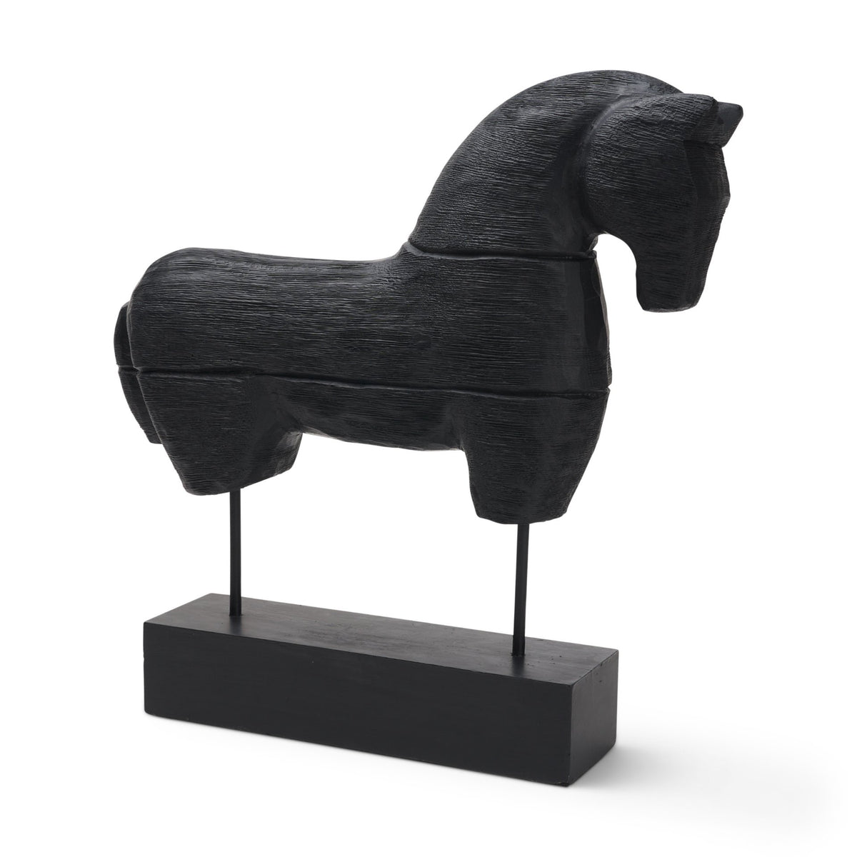 Equus Black Wooden Horse Decorative Object