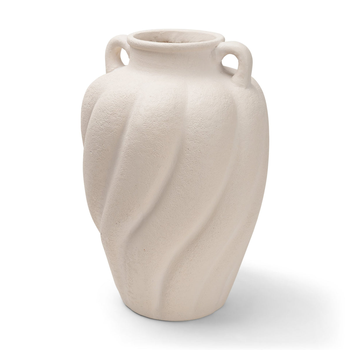 Syros Twisted Tall Cream Ceramic Urn Vase