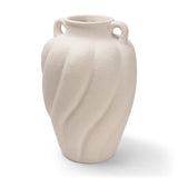 Syros Twisted Tall Cream Ceramic Urn Vase