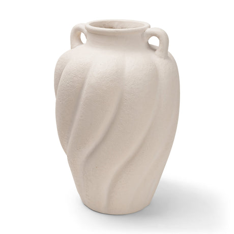 Syros Twisted Tall Cream Ceramic Urn Vase from Mercana - Luna Furniture