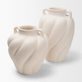 Syros Twisted Tall Cream Ceramic Urn Vase