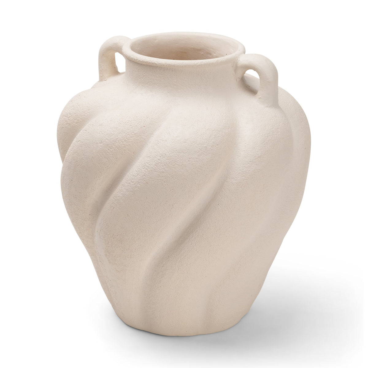 Syros Twisted Small Cream Ceramic Urn Vase