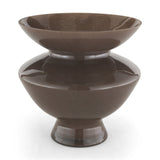 Bruna Wide Mouth Geometric Brown Glass Vase from Mercana - Luna Furniture