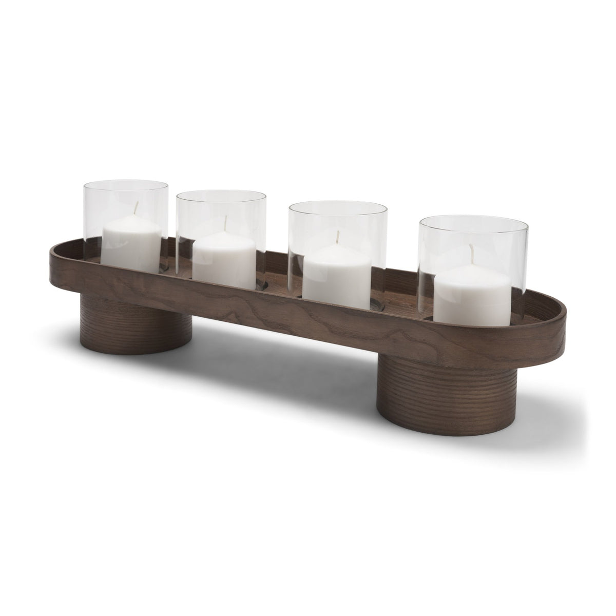 Plinth White-Washed Wood w/ Glass Candle Holder from Mercana - Luna Furniture