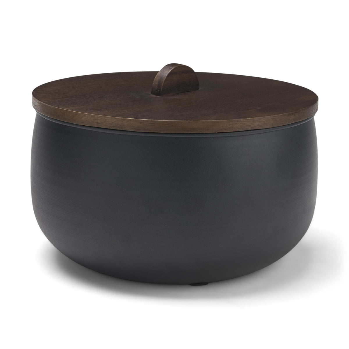 Voss Black Metal w/ Dark Wood Lid Canister from Mercana - Luna Furniture